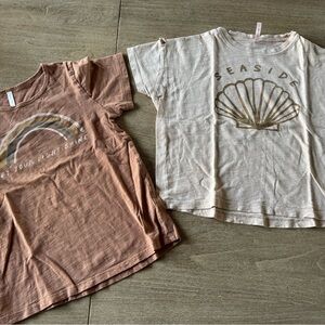 Rylee + Cru Kids Short-Sleeve Tee in Mauve Pink and Cream - Set of 2